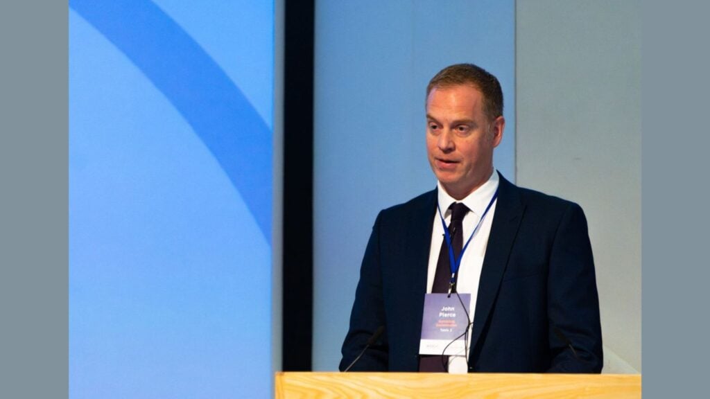 John Pierce, Director of Enforcement and Intelligence at the Gambling Commission, spearking at a forum.