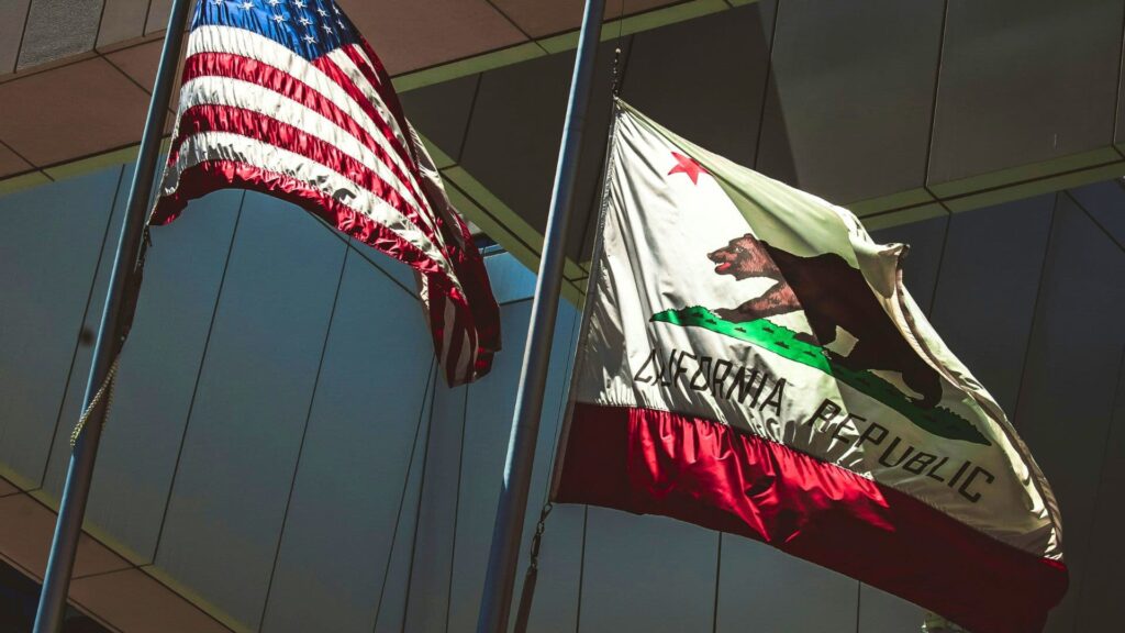 Flags of U.S. and California state