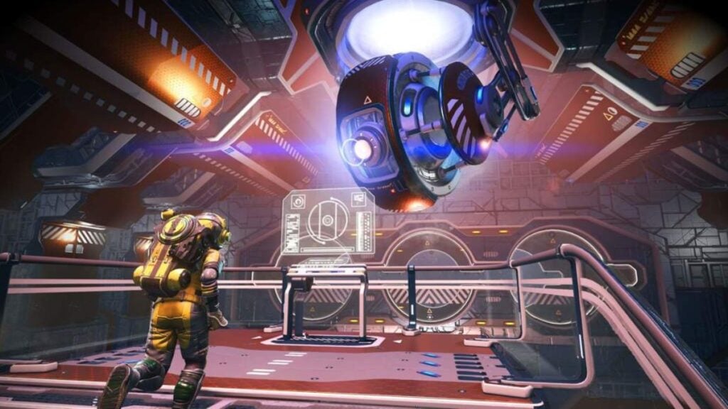 The interior of a Corvette ship in No Man's Sky
