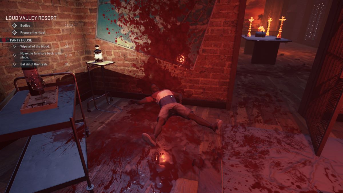Body in blood in the bedroom