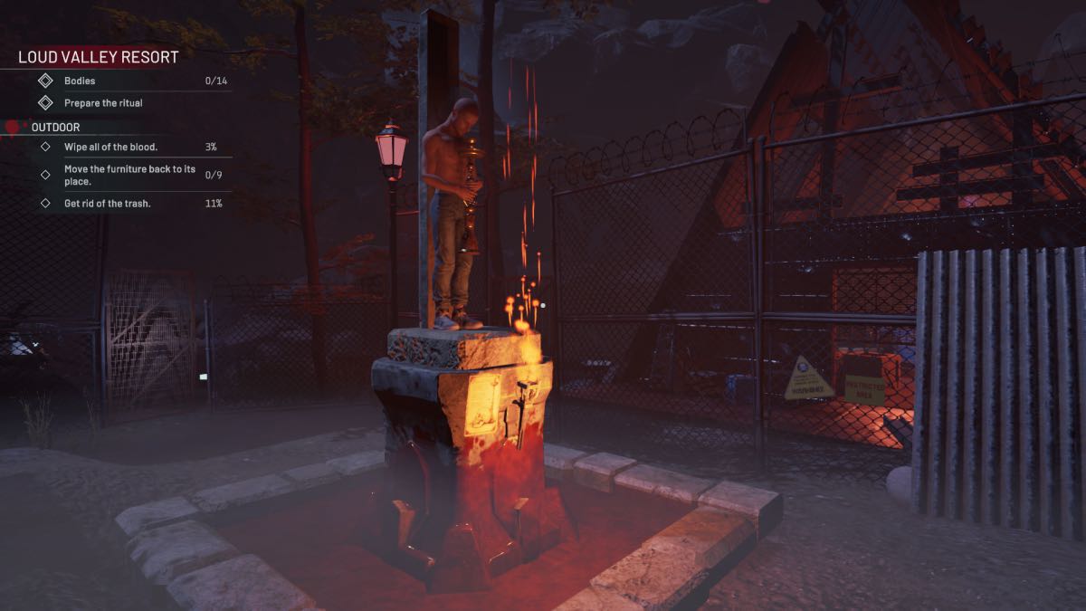Crime scene cleaner body on a pedestal