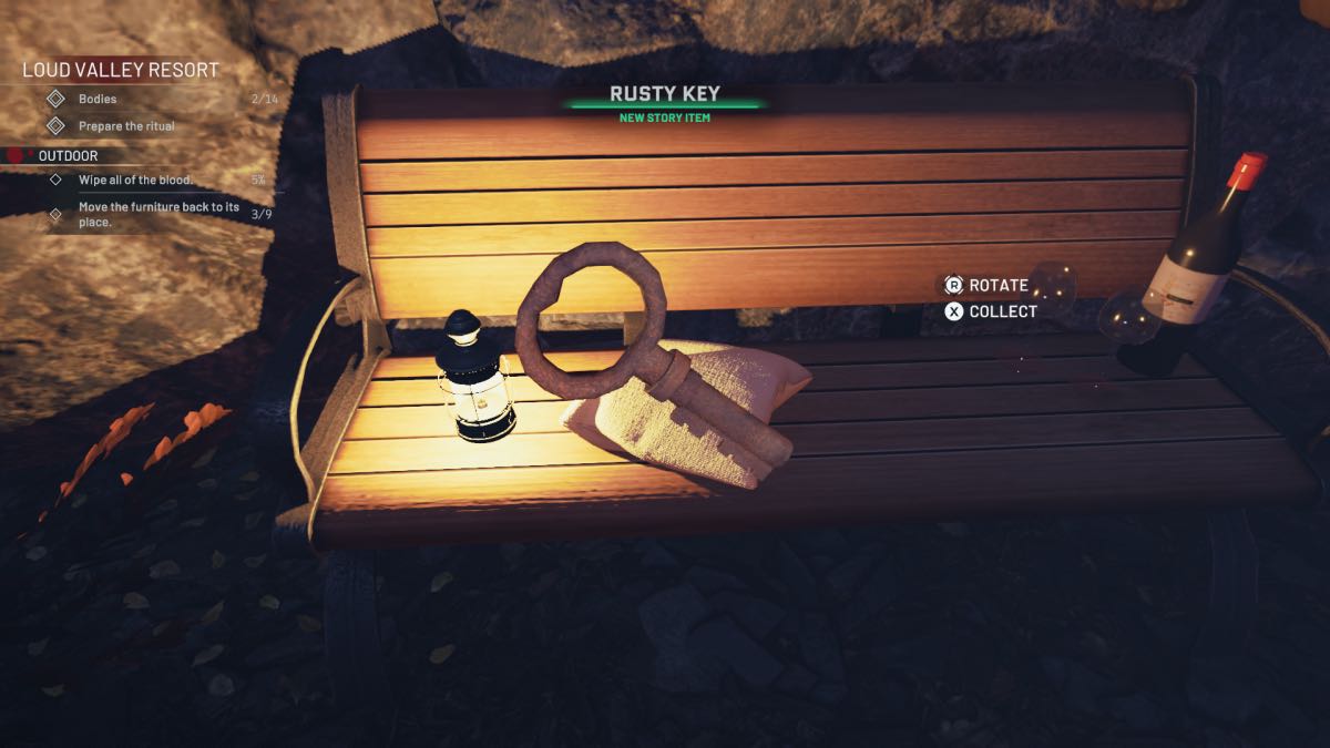 rusty key on bench