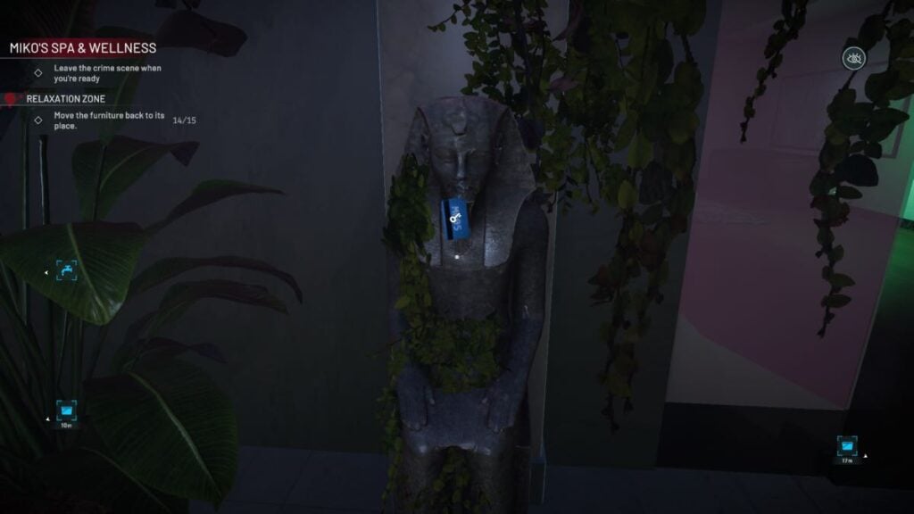 pharaoh statue with keycard