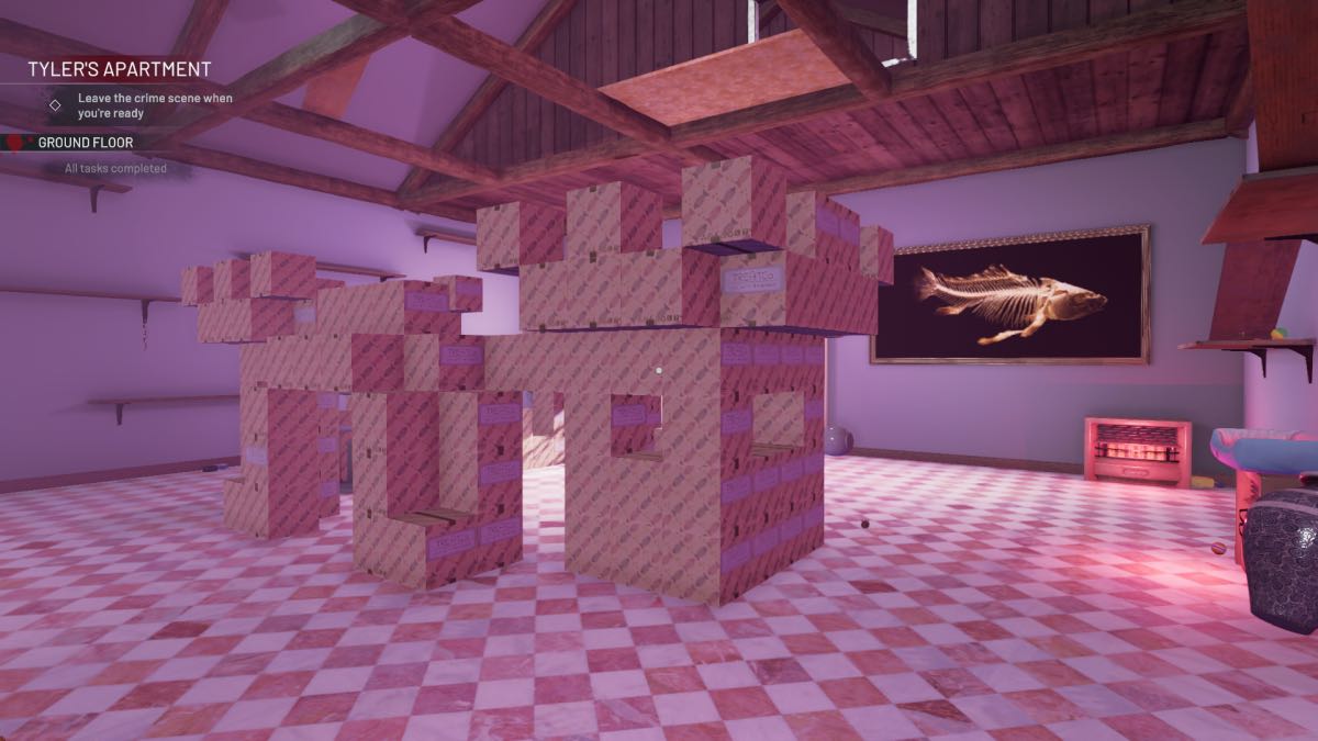 boxes stacked in the living room