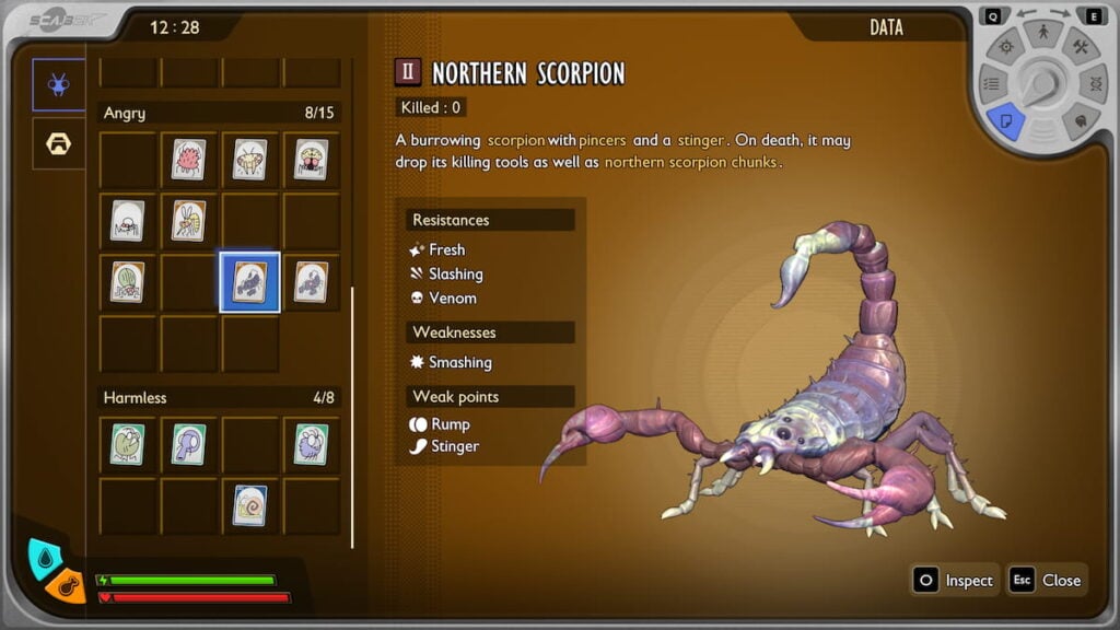 Picture showing creature card of Northern Scorpion in Grounded 2.