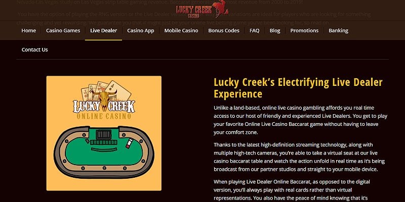 Lucky Creek Casino US - Baccarat
