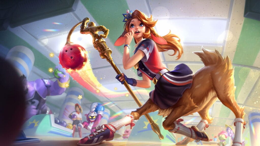 Picture showing the Bowling League Lillia skin in League of Legends.