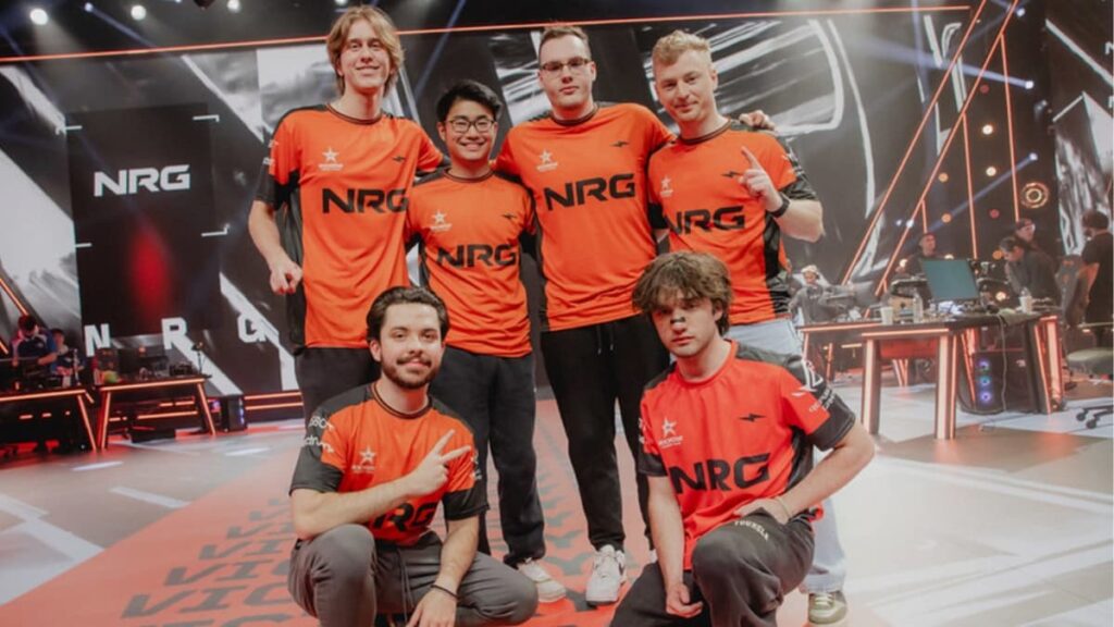NRG are seen onstage after victory against Leviatán at VCT Americas Stage 2 Playoffs on Day 4 of Week 1 at Riot Games Arena on August 24, 2025.