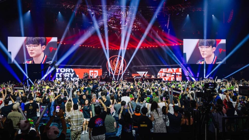 Faker at MSI 2025 Finals at the Pacific Coliseum in Vancouver, Canada on July 12, 2025.