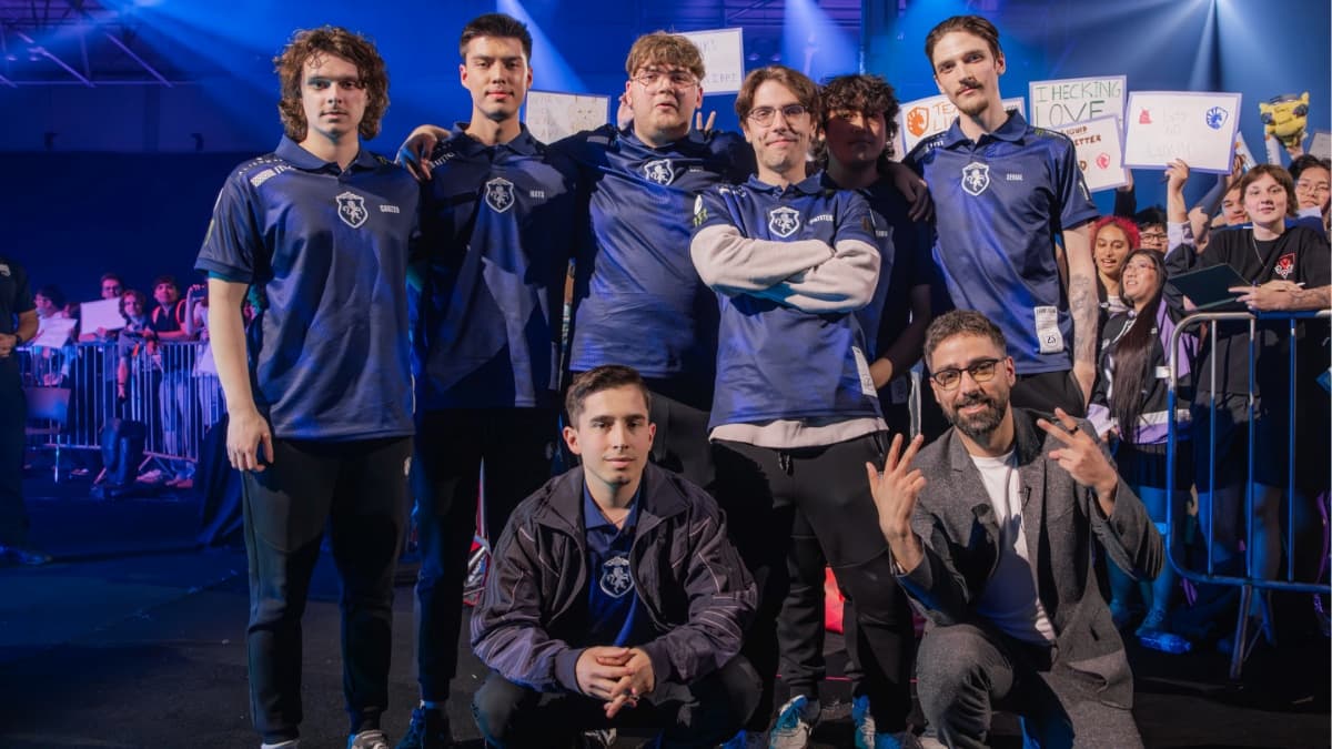 Team Liquid are seen onstage after victory against MIBR at VALORANT Masters Toronto Swiss Stage on June 10, 2025 at the Enercare Centre in Toronto Canada.