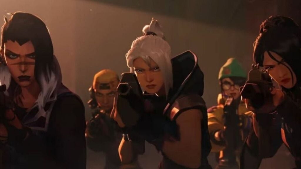Jett, Sage, Fade, Killjoy, and Raze in a VALORANT cinematic
