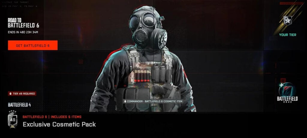 Commander operator skin, one of the Battlefield 6 rewards in Battlefield 2042 event battle pass.