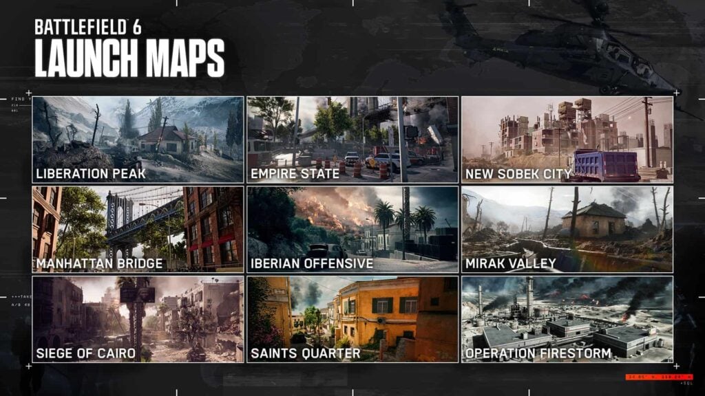 Mapas de Battlefield 6 disponibles en el lanzamiento.