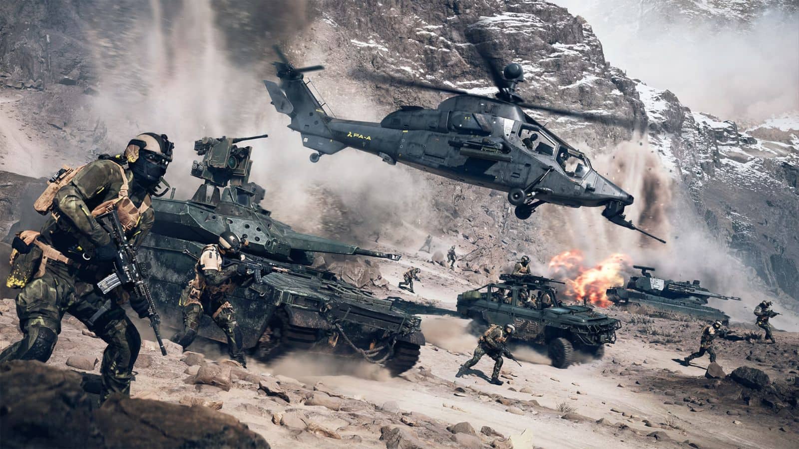 Soldiers battling in an All-Out Warfare match in Battlefield 6.