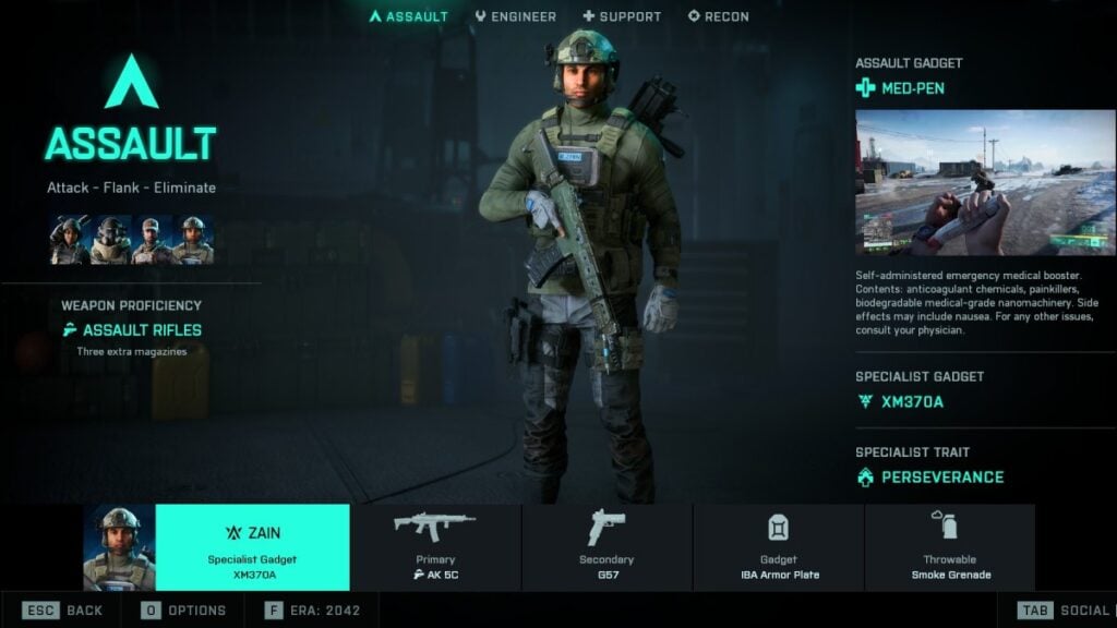 AK 5C class loadout in Battlefield 2042