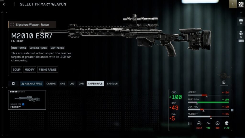 a screenshot of the M2010 ESR7 sniper rifle in Battlefield 6
