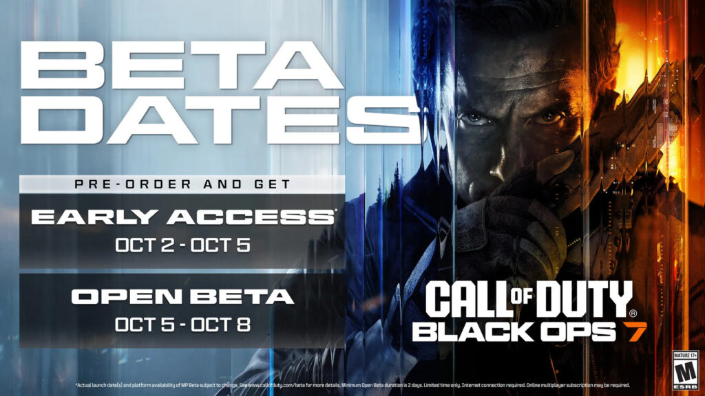 cover art featuring the open beta dates for CoD: BO7.