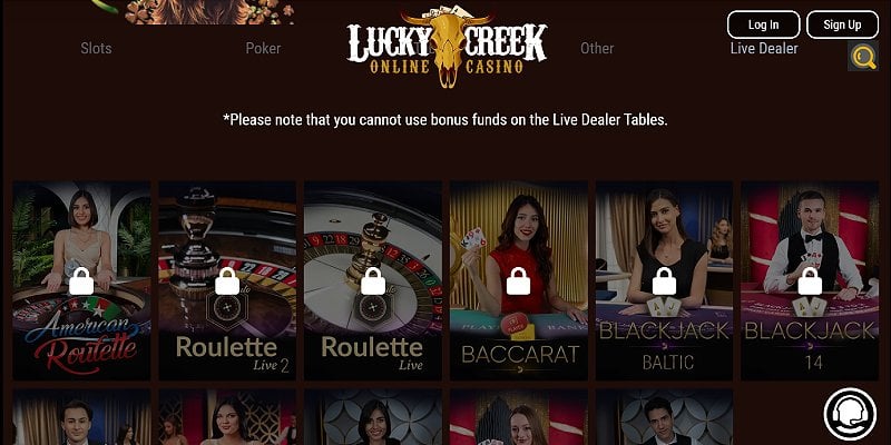 Lucky Creek Casino US - Live Casino