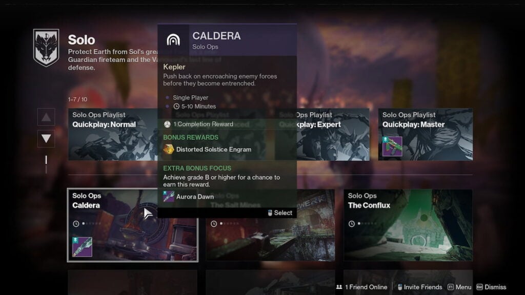 Caldera Solo Ops node in Destiny 2