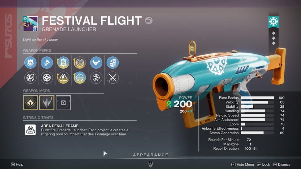 Festival Flight roll in Destiny 2