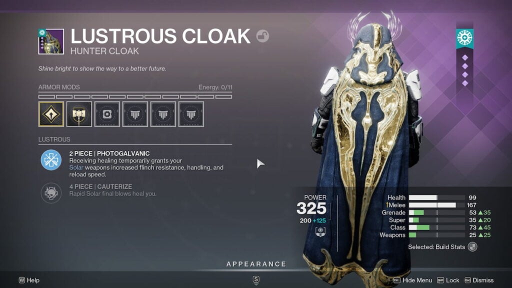 Lustrous Cloak in Destiny 2