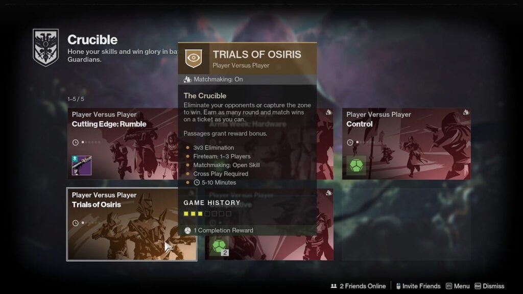 Trials of Osiris activity node in Destiny 2