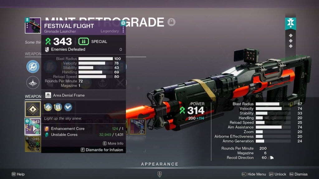 Unstable Core infusion in Destiny 2