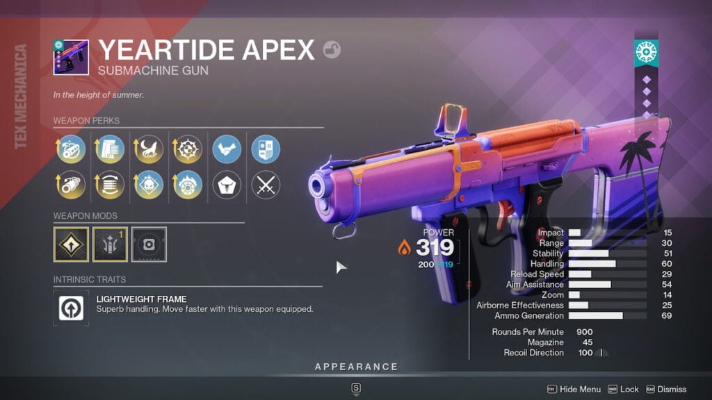 Yeartide Apex roll in Destiny 2