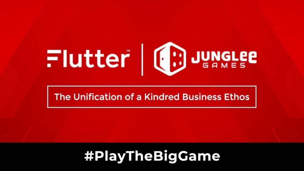 Flutter Entertainment and Junglee Games logos as well as brand names in a key image for campaign.
