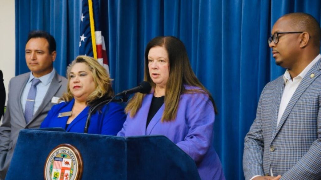 LA City Attorney Hydee Feldstein Soto speaking during an event.