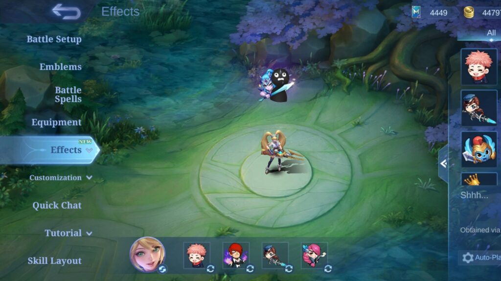 in-game screenshot featuring the Effects page in Mobile Legends.