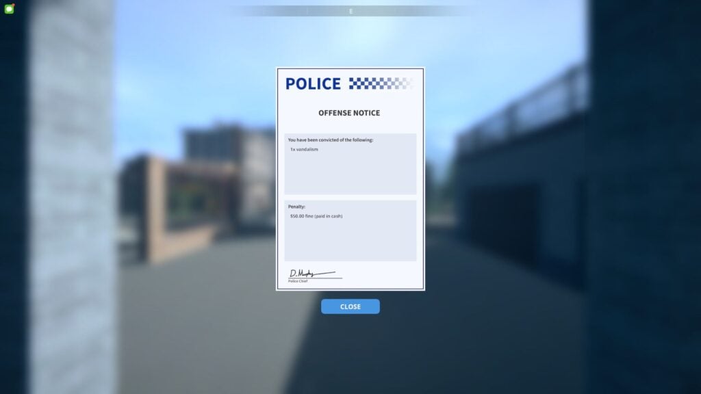 screenshot of an arrest sheet for vandalism in Schedule 1.