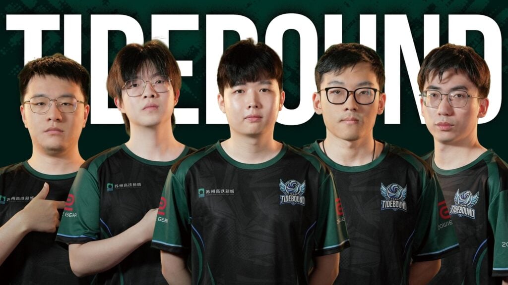 cover art featuring the dota 2 roster of Team Tidebound.