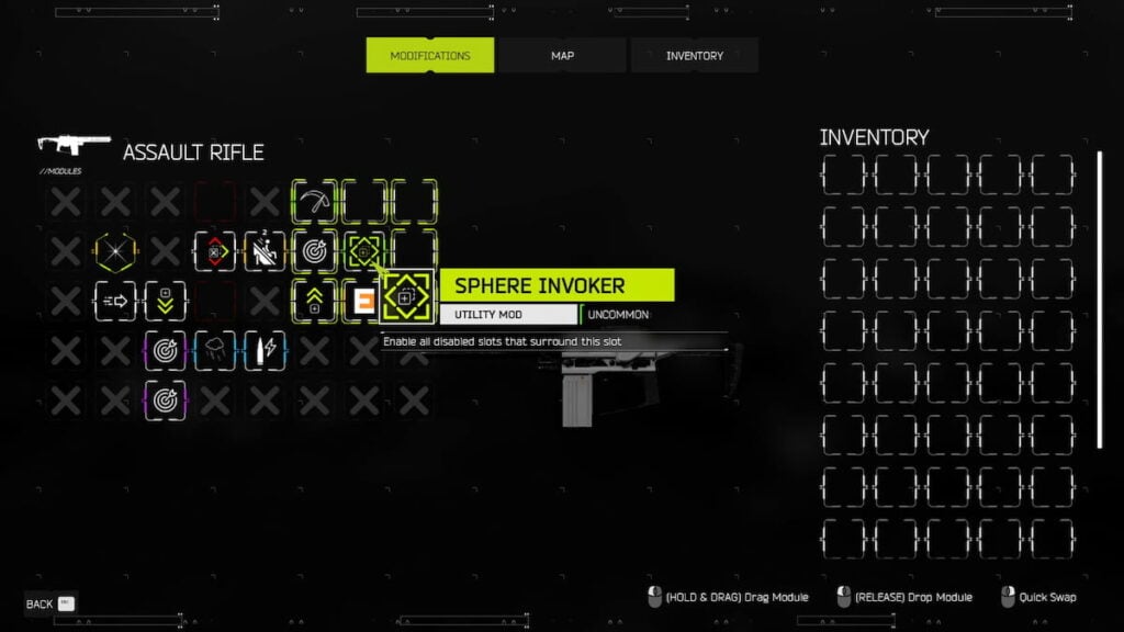 Modification screen in VOID/BREAKER