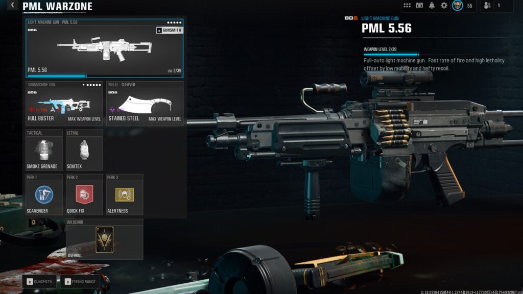 in-game screenshot featuring the best class setup for the PML 5.56 in Warzone.