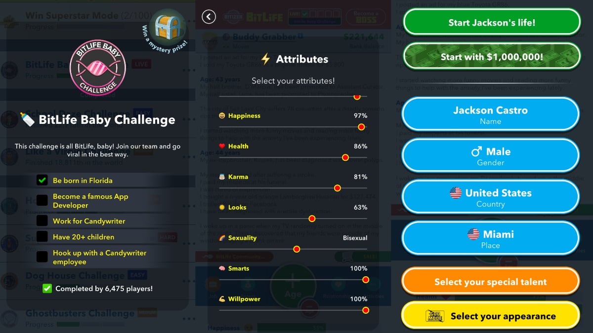 Bitlife app developer start life