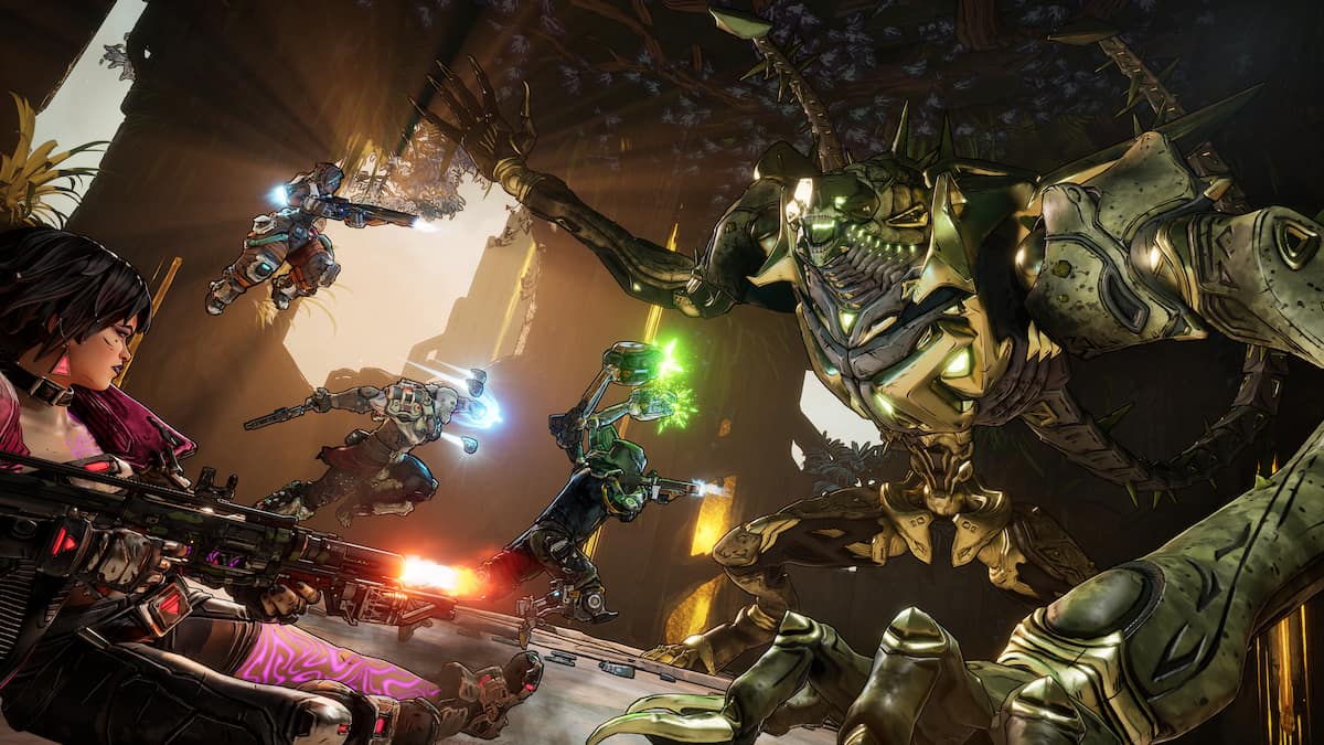 Picture showing Borderlands 4 boss fighting players in vault.