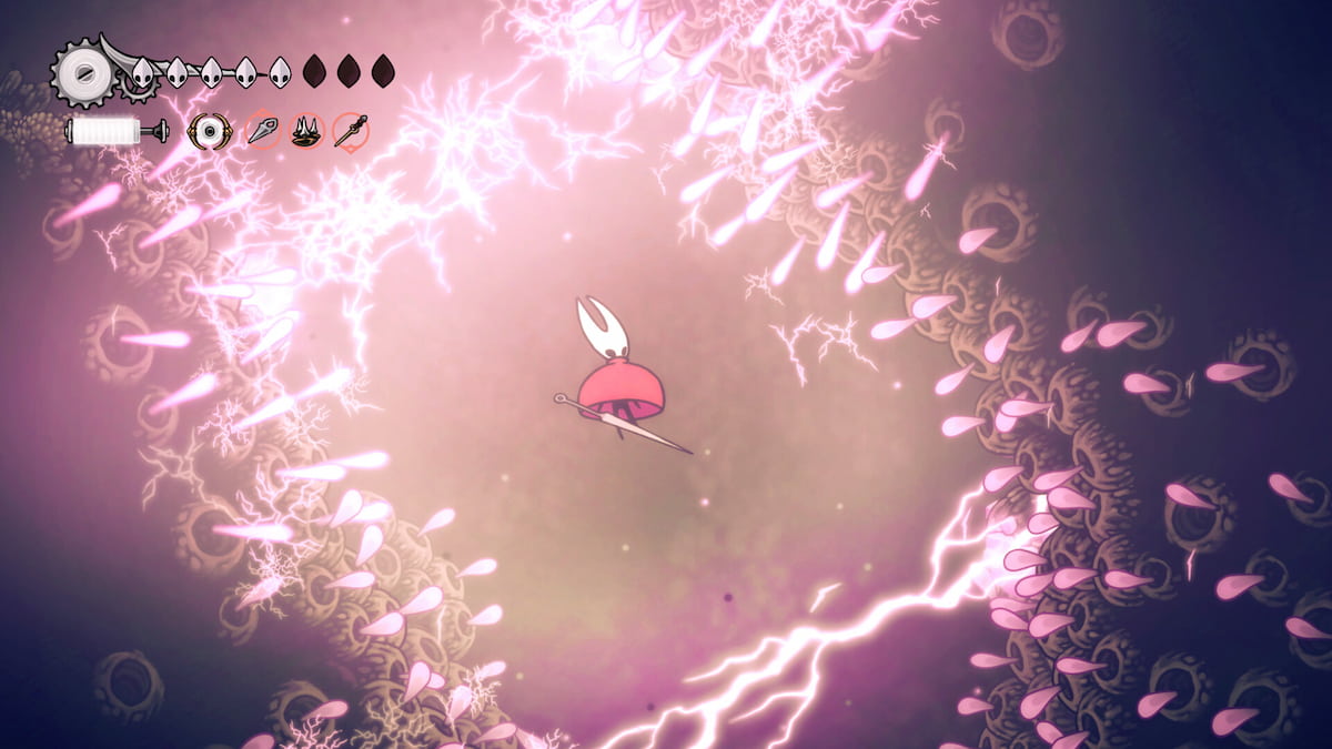 Picture showing the player floating in Hollow Knight Silksong.