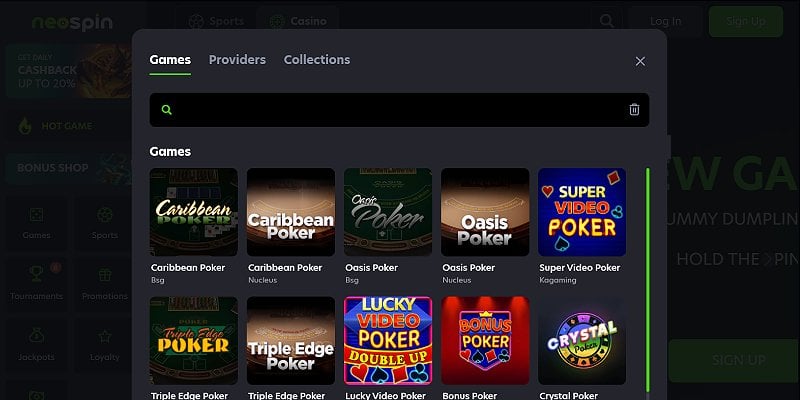 NeoSpin Casino AU - Poker