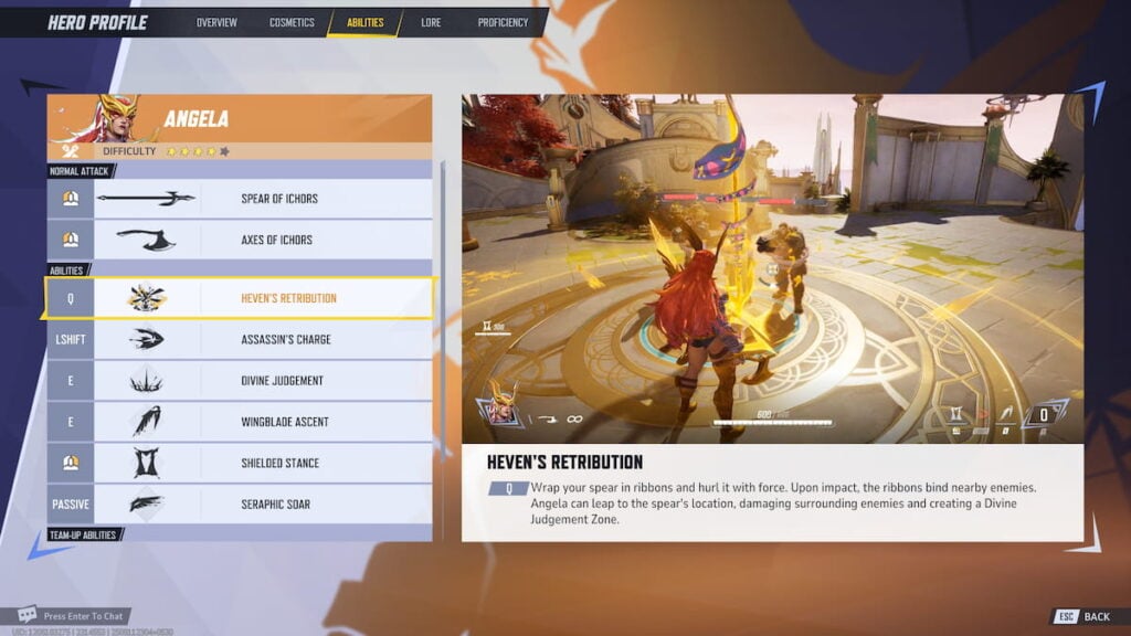 Picture showing Angela abilities in Marvel Rivals.