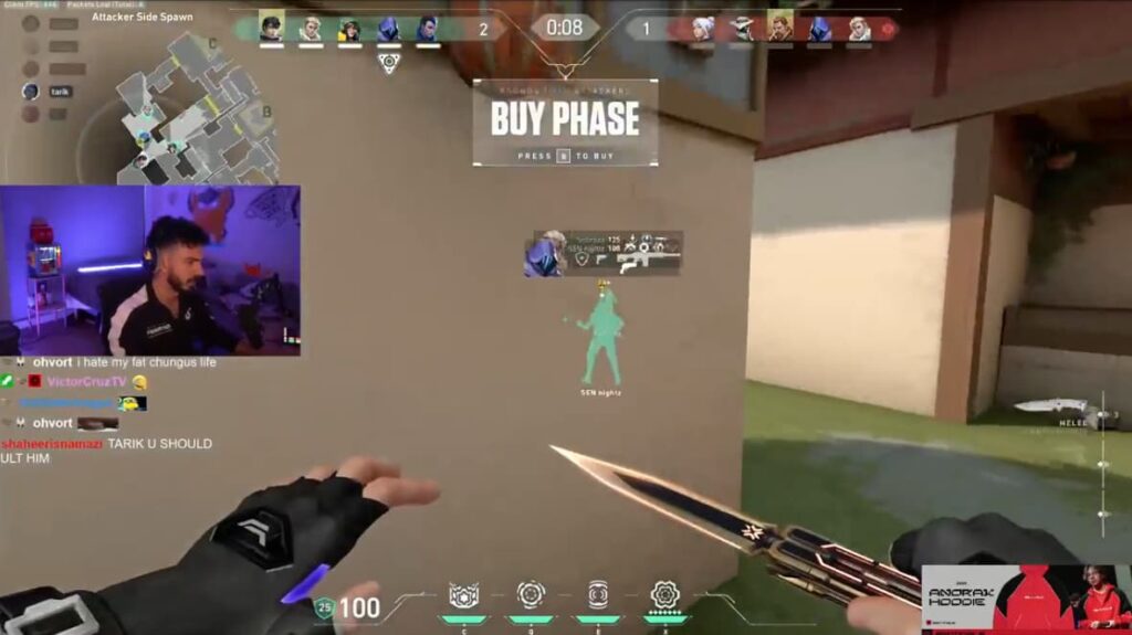 A snapshot of a ProCity VALORANT game with Tarik live streaming