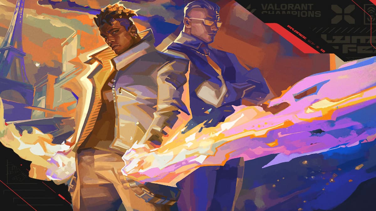 Phoenix and Chamber in a VALORANT poster