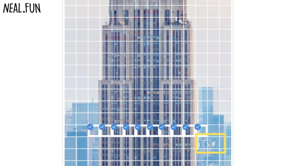 Picture showing the Solution for All squares on the 64th floor of the Empire State Building in I'm not a Robot.
