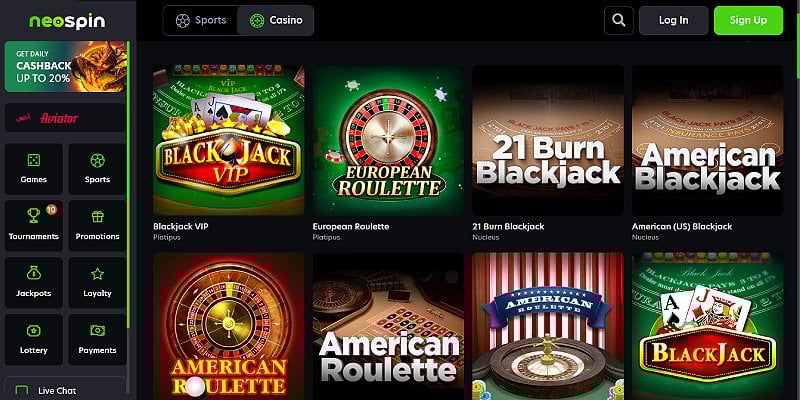 Neospin Casino AU - Blackjack