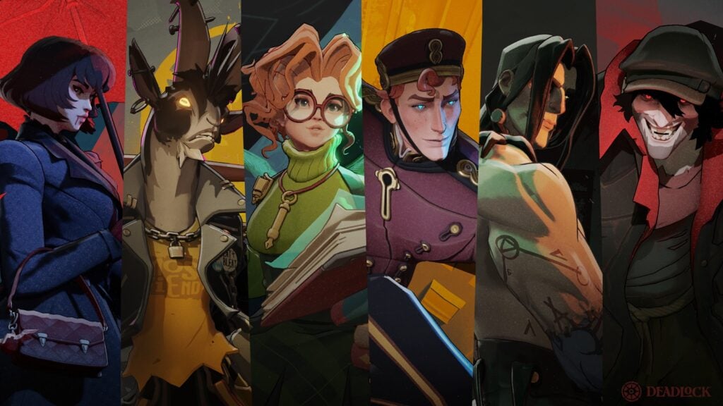 cover art of the six heroes released in Deadlock with the last major update.