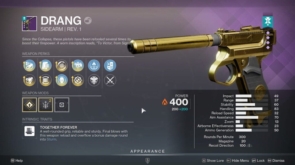Drang roll in Destiny 2