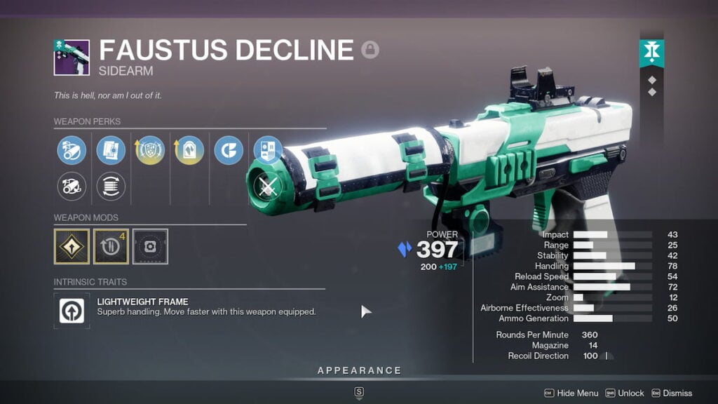Inspección de declive de Fausto en Destiny 2