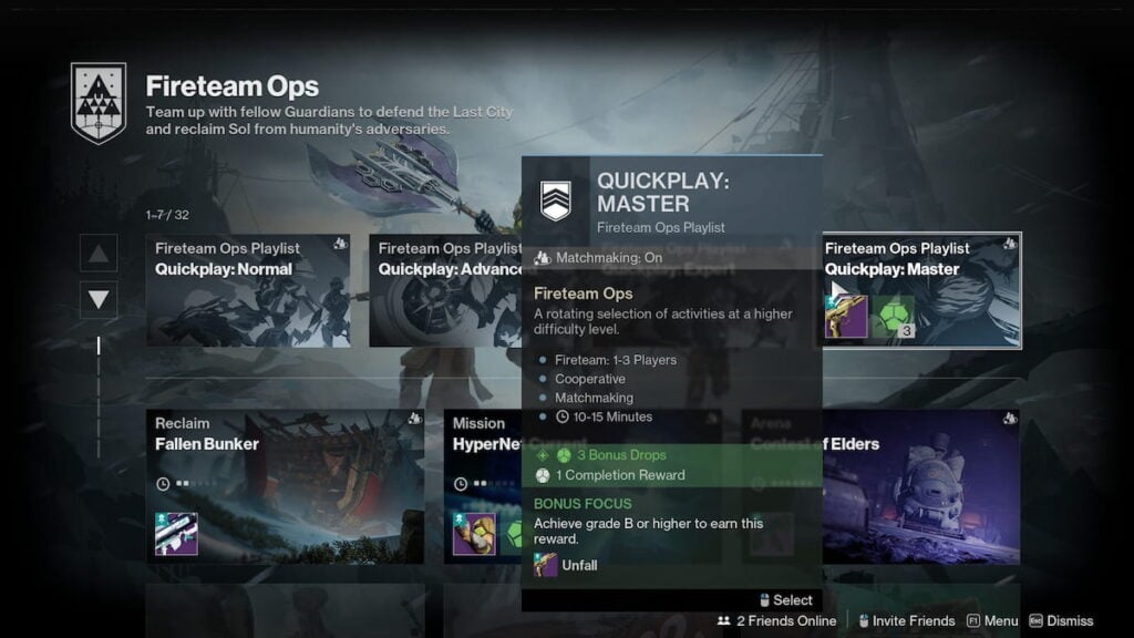 Unfall bonus reward in Destiny 2's Portal