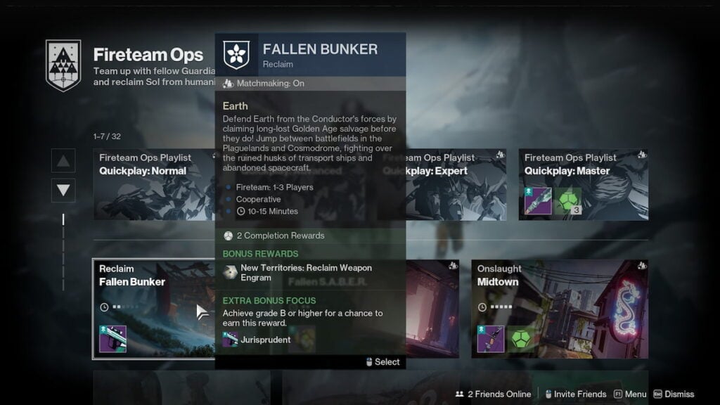 Destiny 2 Fallen Bunker activity