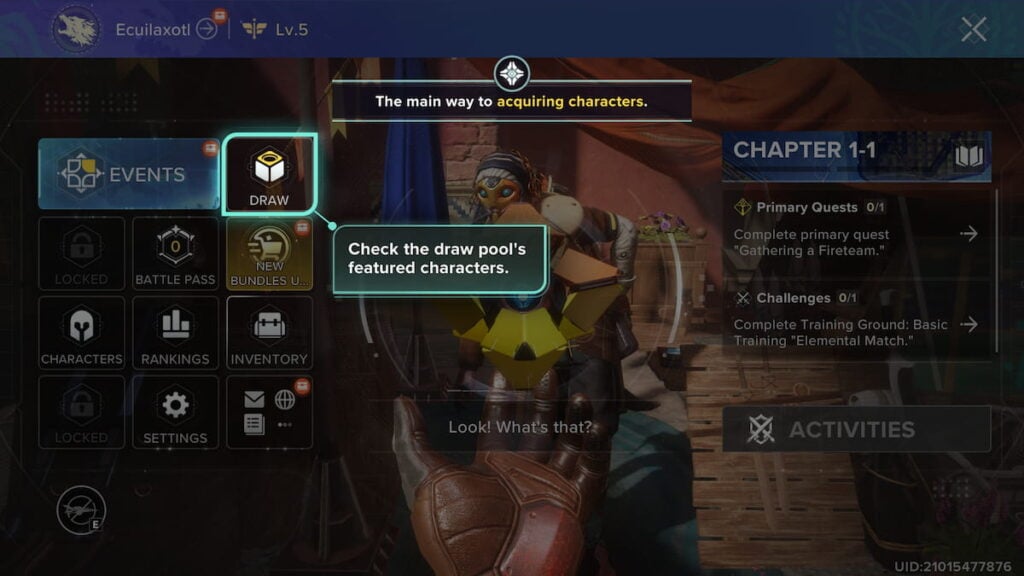 Desitny: Rising draw unlock prompt